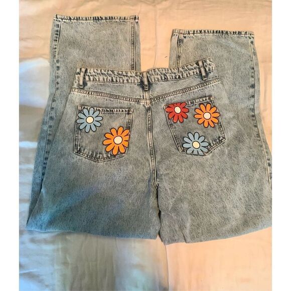 Shein Wide Leg Floral Jeans - Picture 7 of 10